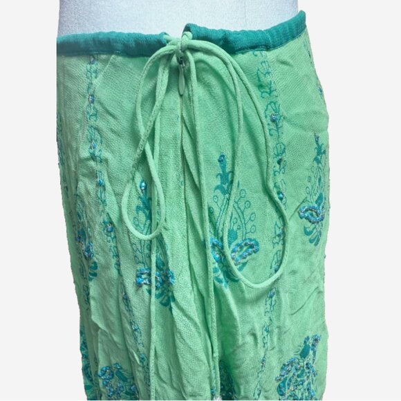 Soft Surroundings Green Beaded Maxi Skirt PS Petite Boho Fully Lined - Picture 6 of 9